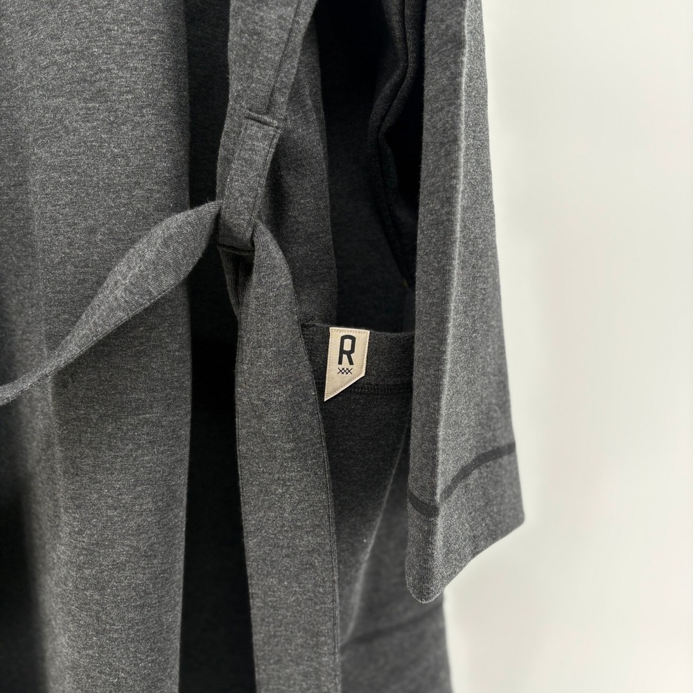 Rhone Men's Black Heather Cotton Blend Heritage Midweight Hooded Robe S/M NWT - Picture 6 of 12